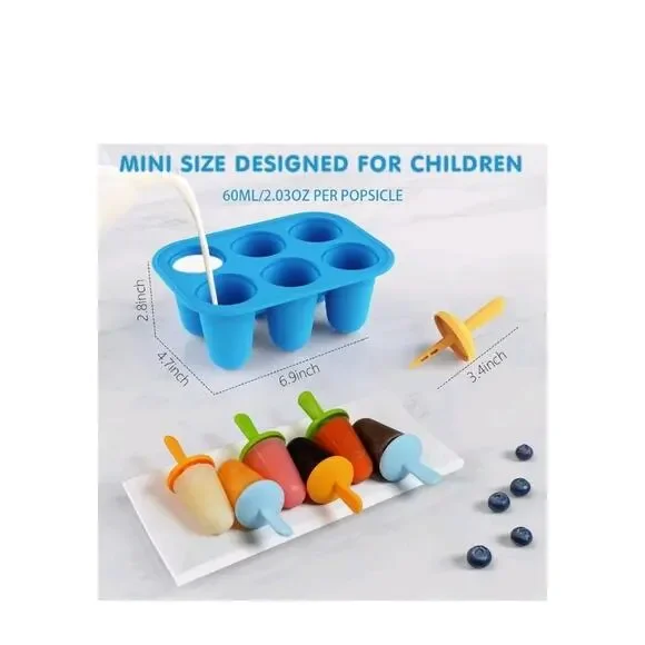 Lamesa Popsicles Molds Silicone, 6 Pieces BPA-Free Ice Pop Mold, Reusable s32 - Picture 2 of 6